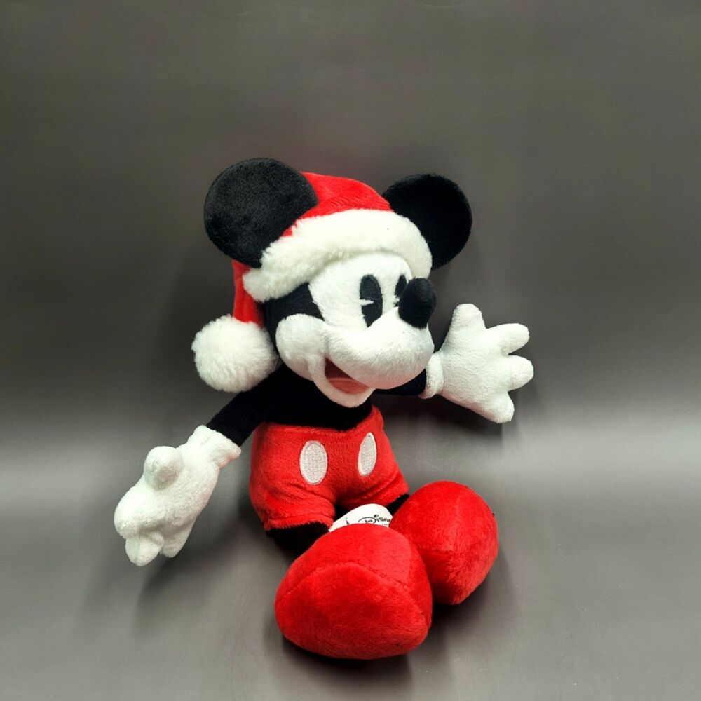 Disney Parks 7" Simple Santa Mickey Mouse Christmas Plush Toy NWT Holiday